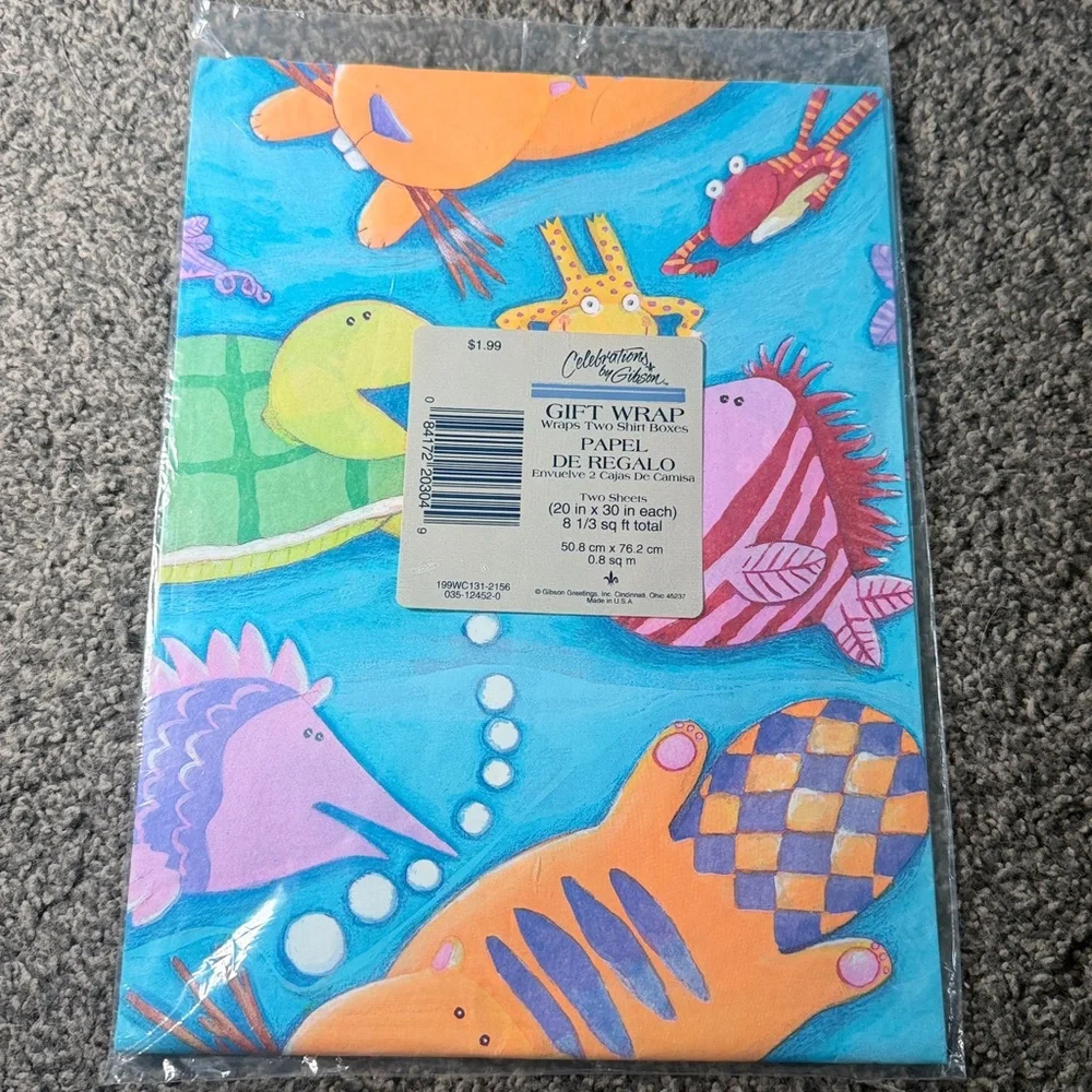 5/$25 VINTAGE Birthday Wrapping Paper Water Animals